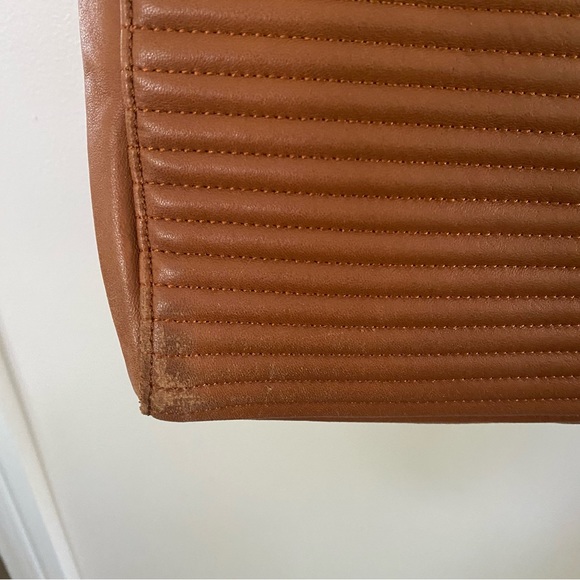 {Badgley Mischka} Nora Quilted Leather Satchel in Cognac - Picture 5 of 11
